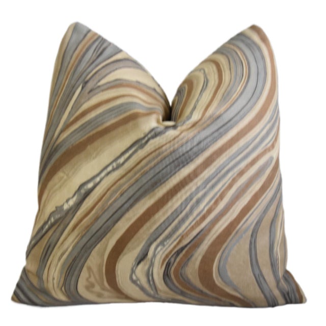 2020s Kelly Wearstler Designer Barcelo Marble Swirl Feather/Down Pillow For Sale - Image 5 of 5