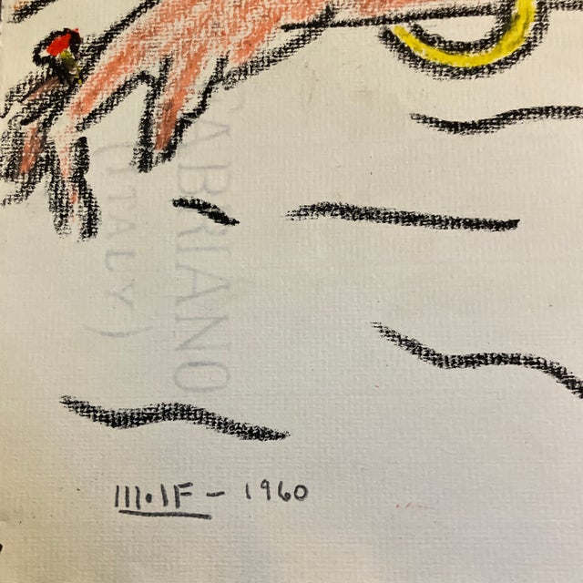 Figurative 1960’s Original Picasso Style Female Nude Pastel Drawing Signed For Sale - Image 3 of 6