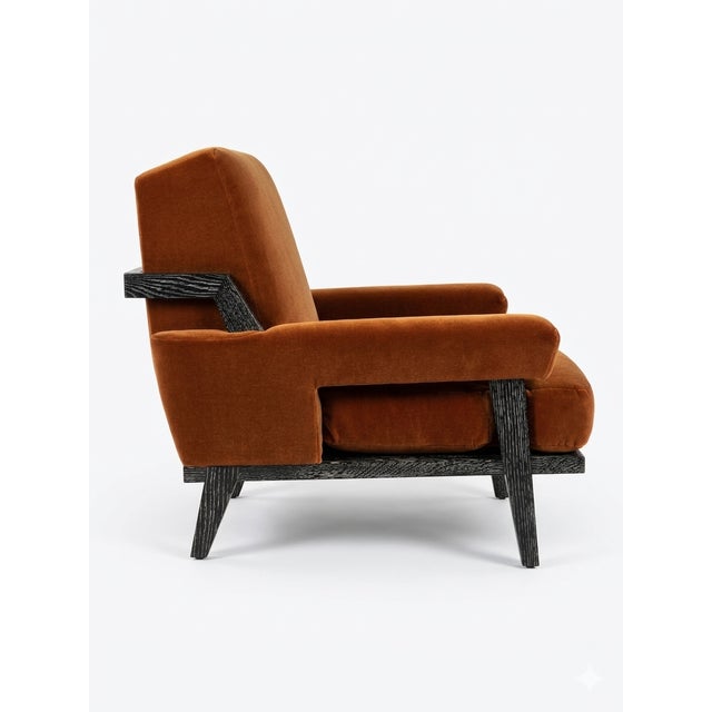 Pair of Custom Carnelian Mohair Cigar Lounge Chairs For Sale - Image 4 of 8