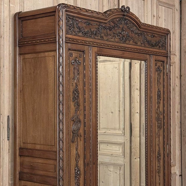 19th Century French Louis XVI Walnut Armoire For Sale - Image 14 of 18