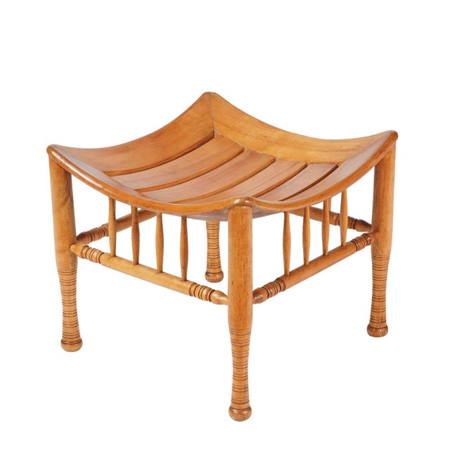 Late 19th Century Beechwood Thebes Stool by Liberty & Co, 1884-1919 For Sale - Image 5 of 9