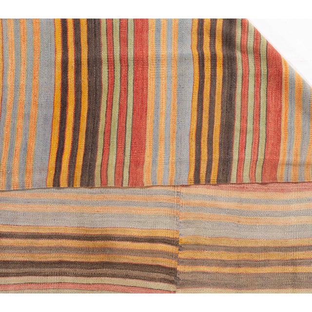 1940s Vintage Circa 1940 Multicolor Turkish Flatweave Kilim 4'10 X 10'11 For Sale - Image 5 of 11