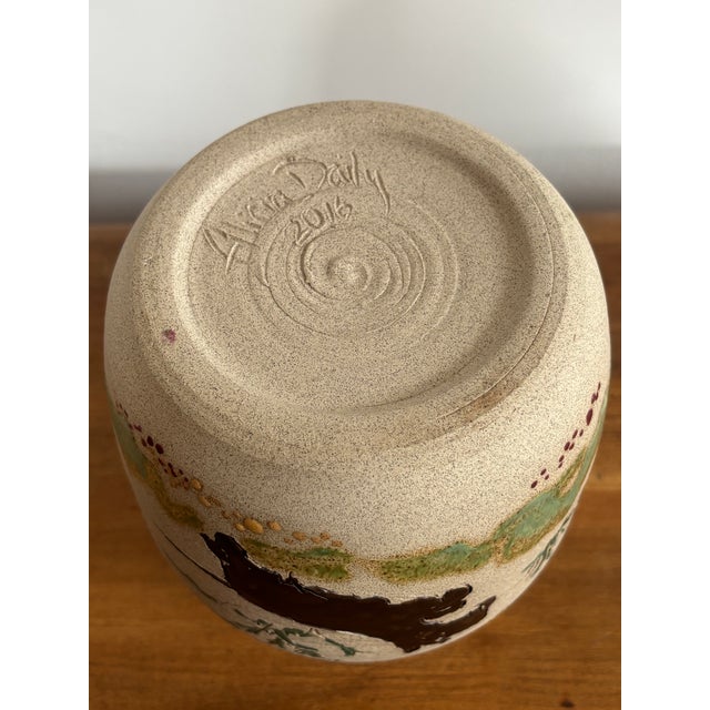 Contemporary Alicia Daily Stoneware Pottery Vase With Scottie Dogs For Sale - Image 9 of 11