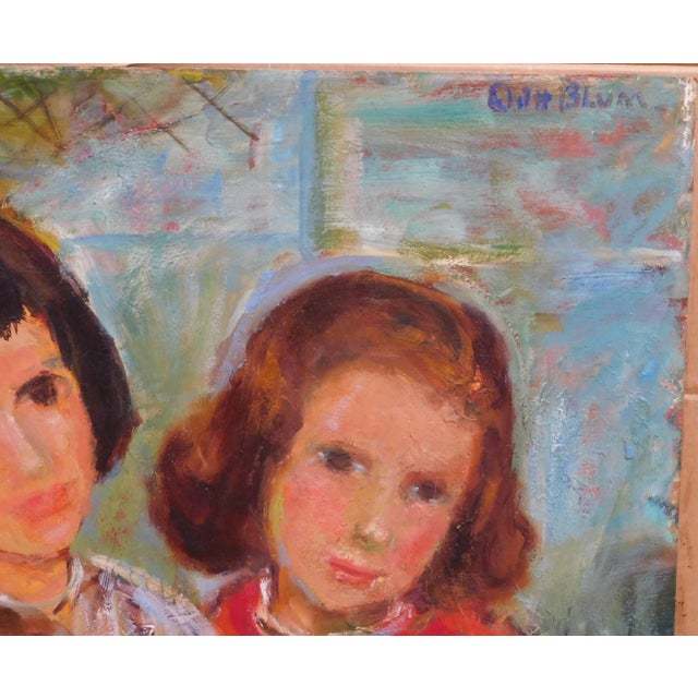 Mid 20th century modern oil on board by noted NY artist, Edith Blum 1892-1976. Image size 25 x 30, signed upper right,...