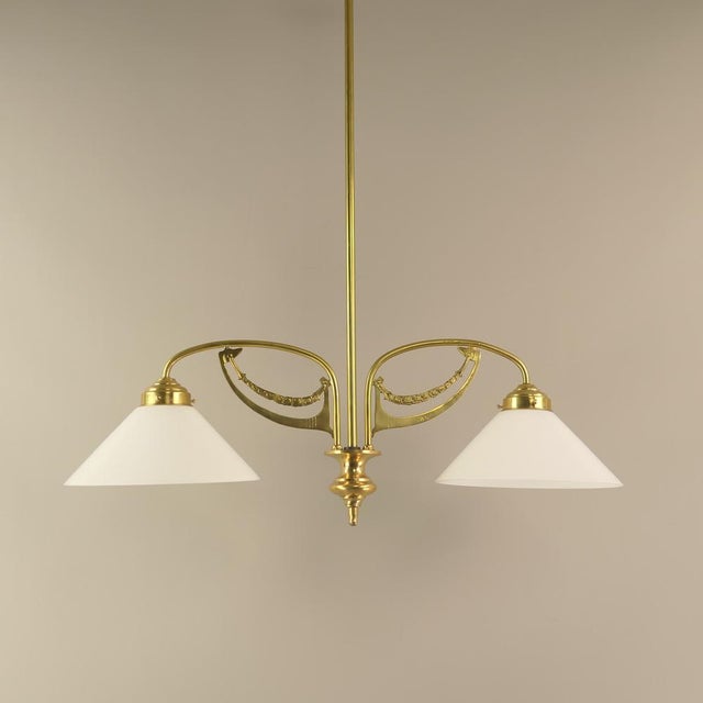Art Nouveau Brass Chandelier, Vienna, 1910s For Sale - Image 10 of 14