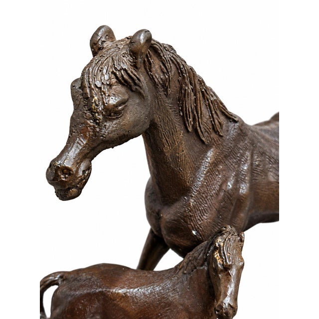 Vintage Lamp Breyer Horse and Foal Figurine Equestrian Table Lamp Bronze For Sale - Image 4 of 7