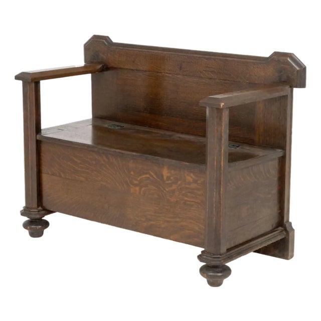 Arts & Crafts Oak Hall Bench, 20th C. For Sale