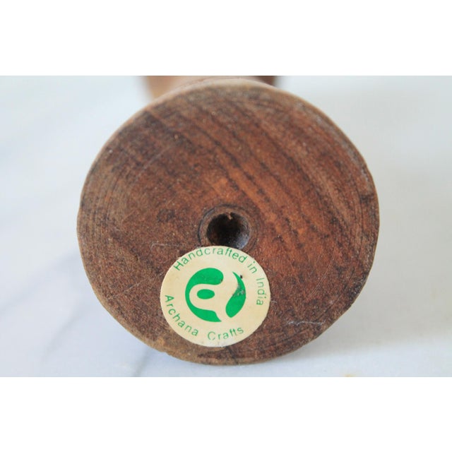 Pair of Hand Carved Wood Candle Holders For Sale - Image 9 of 10