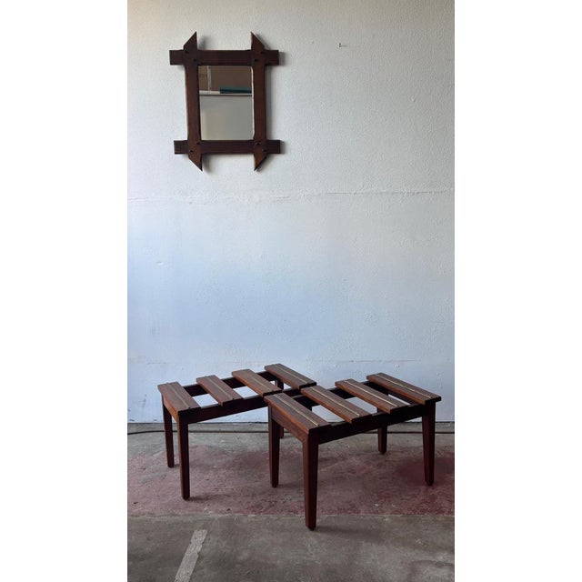 Vintage French Brass Bound Luggage Racks, 1940s, Set of 2 For Sale - Image 4 of 7