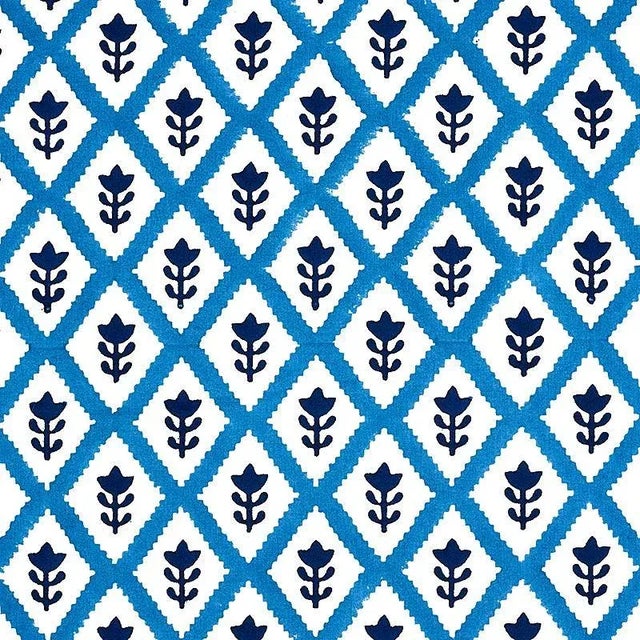 Sample - Schumacher X Molly Mahon Buti Fabric in Blue For Sale