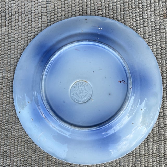 Ceramic A Very Nice Antique Staffordshire Gaudy Ironstone Flow Blue Plate, Circa 1850's For Sale - Image 7 of 12