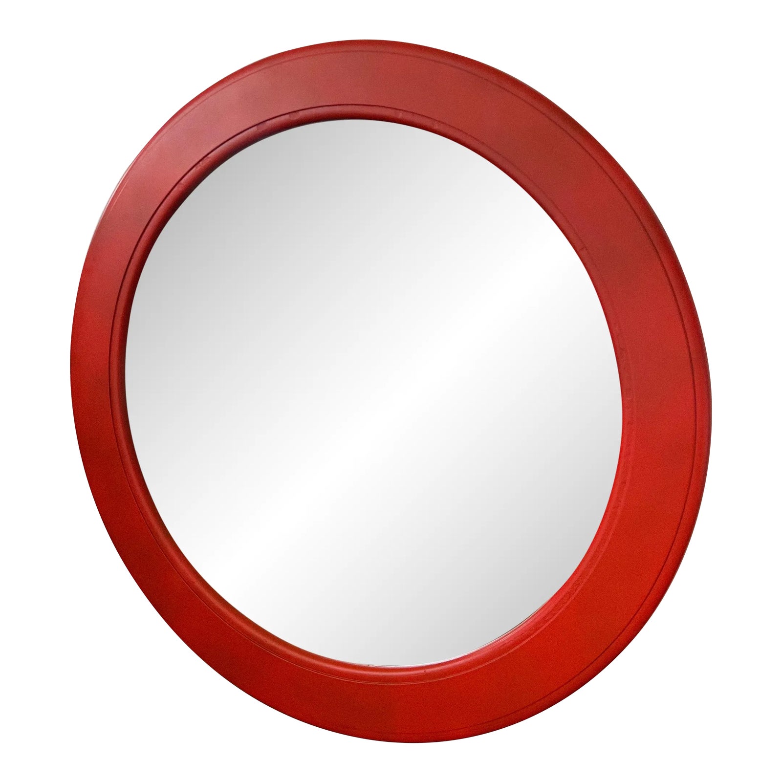 1970s Space Age Red Round Wall Mirror | Chairish