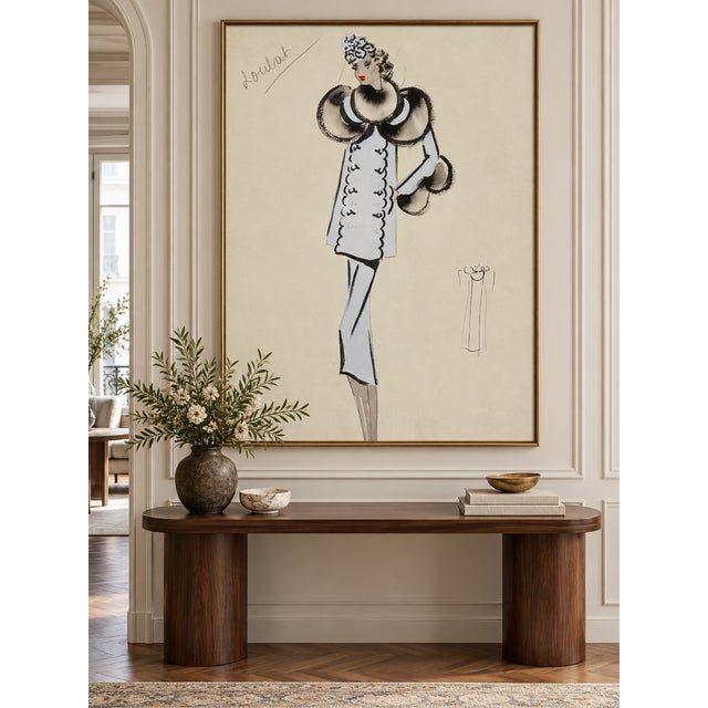 Art Deco Vintage French Fashion Art Print – Art Deco Woman in Pale Blue, 18" X 24" For Sale - Image 3 of 9