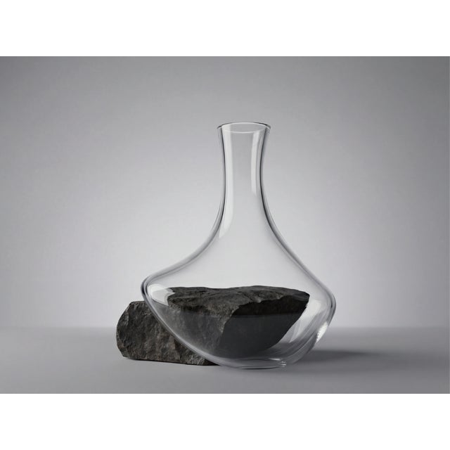 2020s Handmade Crystal Vase With Gobi Desert Stone Base – Unique Home Decor For Sale - Image 5 of 7