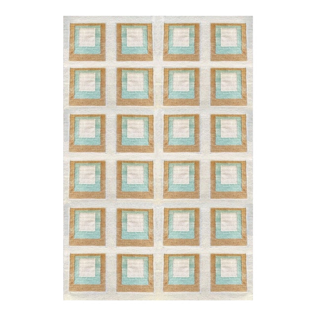 Color Study Handwoven Wool Flatweave 9' x 12' Rug - Silver Lake For Sale