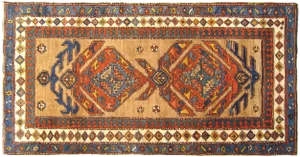 1900s Antique Persian Camel Hair Serab Oriental Rug-3’7’x7’5"