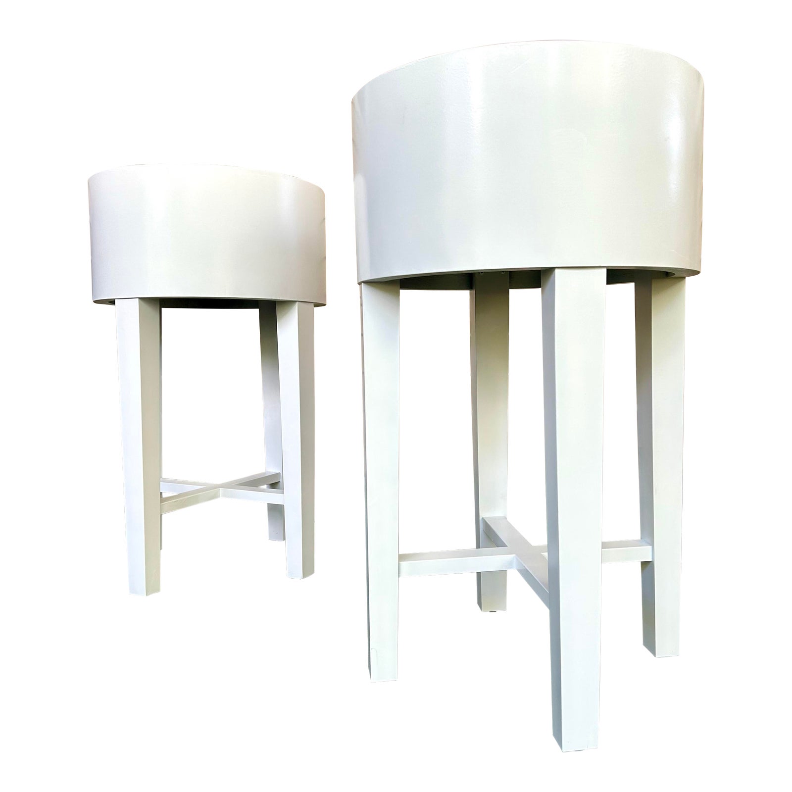 High Gloss White Modern Side Tables a Pair Chairish