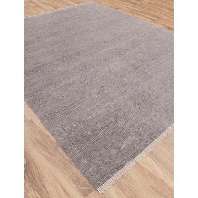 12' x 15' Savannah Hand Knotted Modern Grey Wool & Silk Rug For Sale - Image 9 of 17