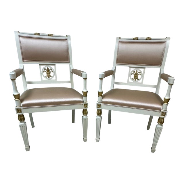 Pair of Dorothy Draper for Kindel Forum Chairs- Hollywood Regency Armchairs For Sale