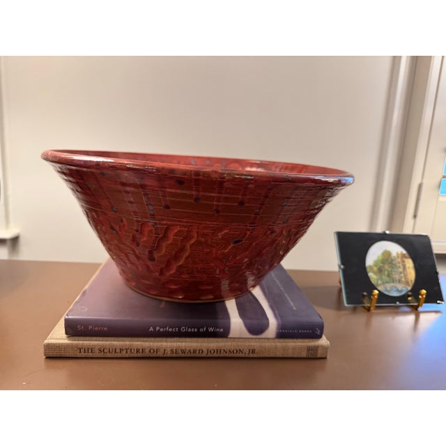 Hand-thrown Southern folk pottery bowl by Georgia potter Dwight O’Berry, produced at O’Berry Pottery and signed and...