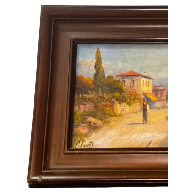 Italian Countryside Road Scene, Signed Pietro Toretti, Early 20th Century For Sale - Image 5 of 9