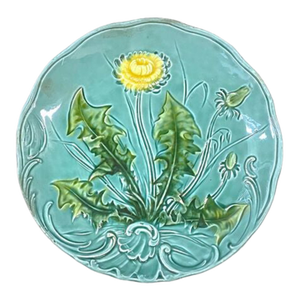 Antique Aqua Antique Majolica Dandelion Plate