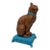 Italian c.b. Bassano Terracotta Majolica Cat on Cushion, Circa 1960s For Sale