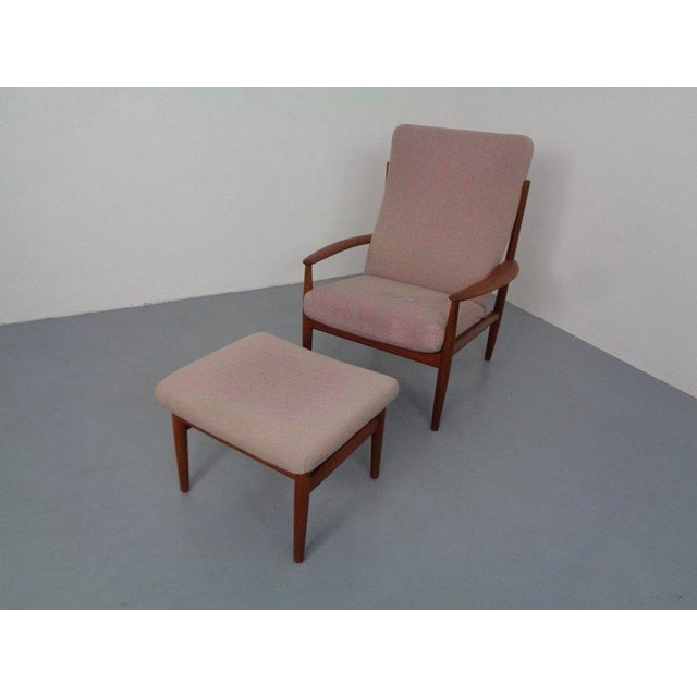 1960s Set of Teak High-Back Chair and Ottoman by Grete Jalk for France & Son, Denmark, 1960s For Sale - Image 5 of 18