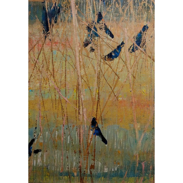 1950s Dorr Bothwell -Blackbirds Feeding in a Wildlife Wetland Refuge-1957 Oil Painting For Sale - Image 5 of 11