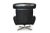 Wood 1960s Ox Style Wingback Swivel Lounge in Black Vinyl For Sale - Image 7 of 7
