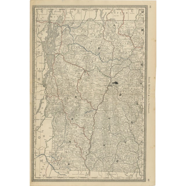 Antique Vermont Map by Rand McNally, 1888 For Sale