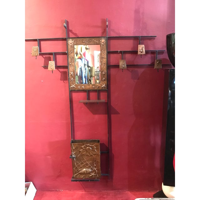 Mid-Century Modern 1950s Hall Tree Coat Hat Rack Brutalist Mid Century For Sale - Image 3 of 12