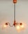 Wood 3-Arm Hanging Lamp in Tangerine, Chrome and Wood with Optical Shades, 1960s For Sale - Image 7 of 9