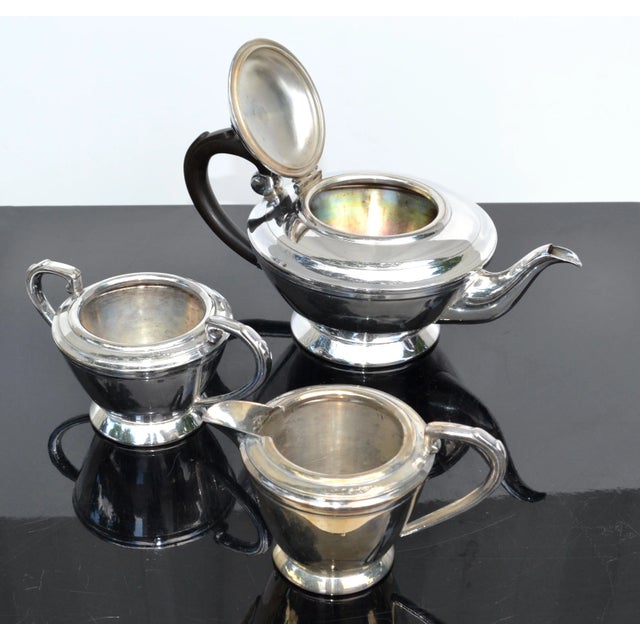 Metal Circa 1930s Hallmark English George I Style Silverplate Tea Set Bakelite Handles- 3 Pieces For Sale - Image 7 of 10