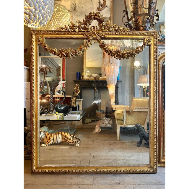 Large Ornate French Overmantel Gold Gilt Mirror, 1820 For Sale - Image 13 of 13