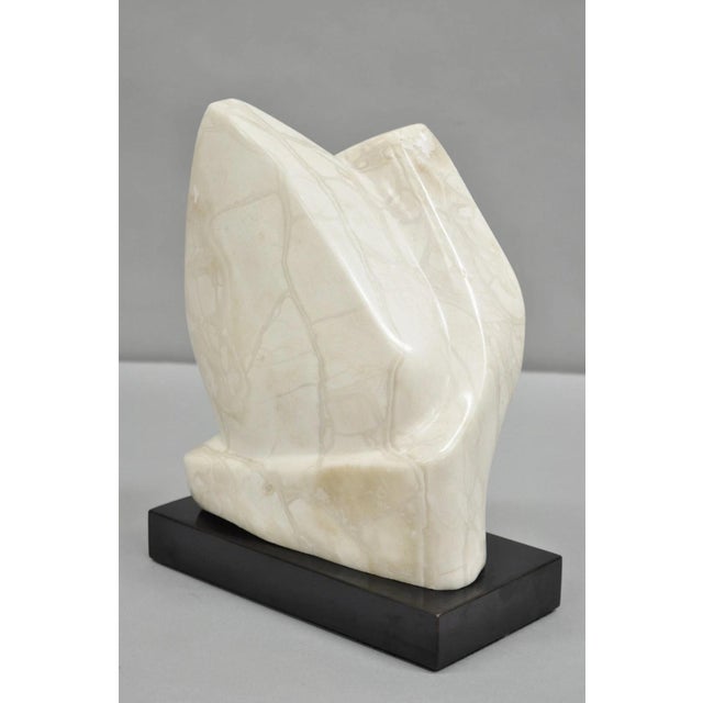 Modern Mid 20th Century Morton Gaffin Modernist Carved White Alabaster Abstract Sculpture For Sale - Image 3 of 8