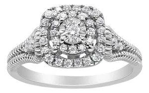 .925 Sterling Silver 1/3 Cttw Miracle Set Round-Cut Diamond Cocktail Ring (H-I Color, I1-I2 Clarity)- Size 6