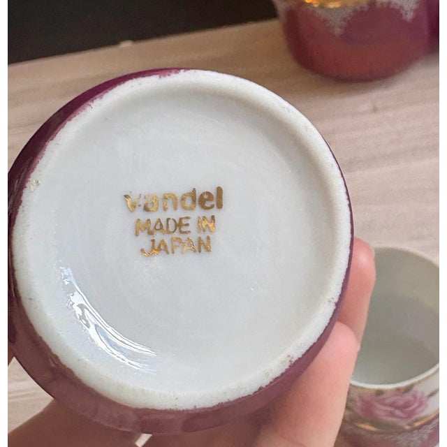 Purple Vintage Japan Tea/Coffee Set With Iridescent Purple & Gold Details by Vandel – 7 Pc Set For Sale - Image 8 of 8