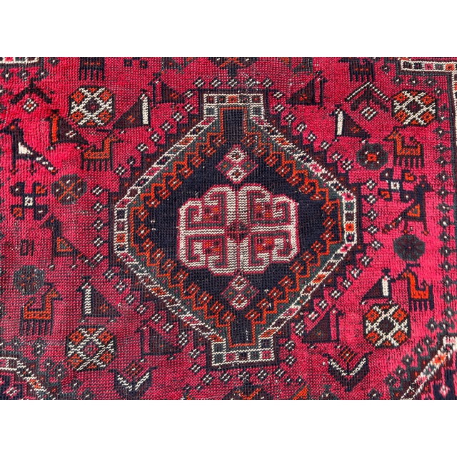 4'0" X 5'1" Antique Hand-Knotted Rug Low Pile Caucasian Tribal Rug For Sale - Image 6 of 10