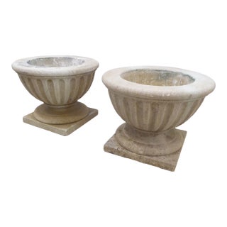 Vintage Limestone Planters a Pair For Sale