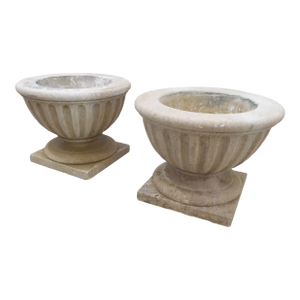 Vintage Limestone Planters a Pair