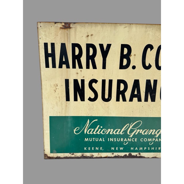 Mid 20th Century Antique Metal Double Sided National Grange Mutual Insurance Advertising Sign 36" For Sale - Image 5 of 12