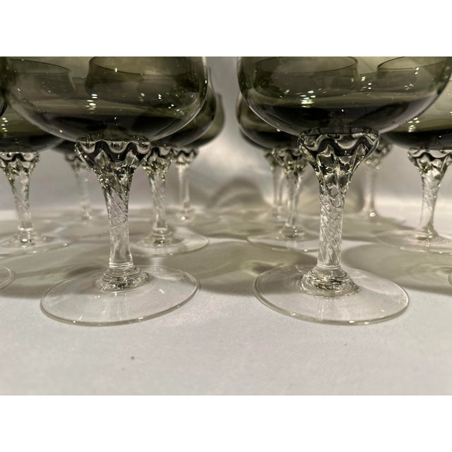 Mid-Century Modern 1960s Mid-Century Sasaki Smoked Crystal Bar Glasses- Set of 24 For Sale - Image 3 of 8