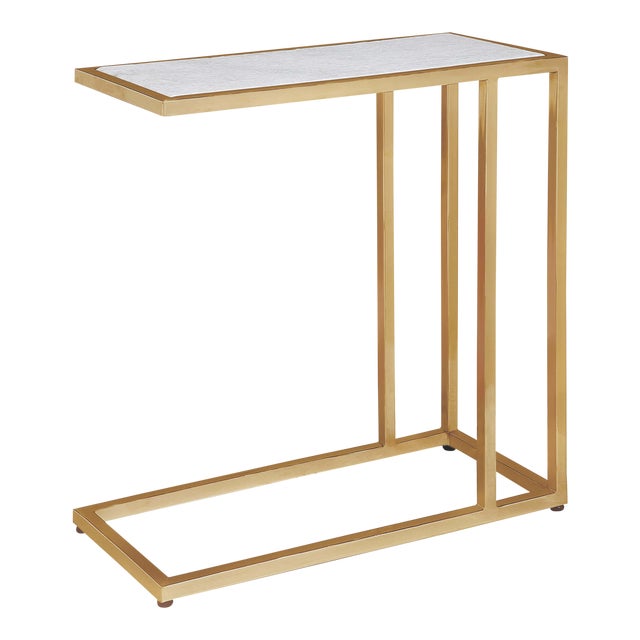 Regina Andrew Echelon Sofa Hugger Table in Natural Brass For Sale