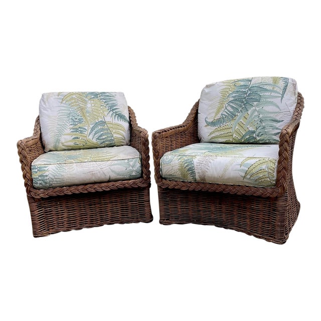 Vintage Pair Coastal Large Braid Rattan Chairs Chairish