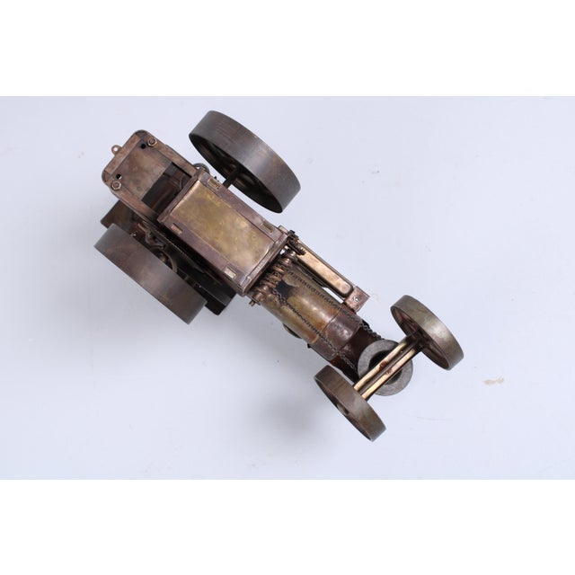 Brown Industrial Revolution Style Brass Steam Engine Tractor attributed to Wilesco, 1970s For Sale - Image 8 of 15