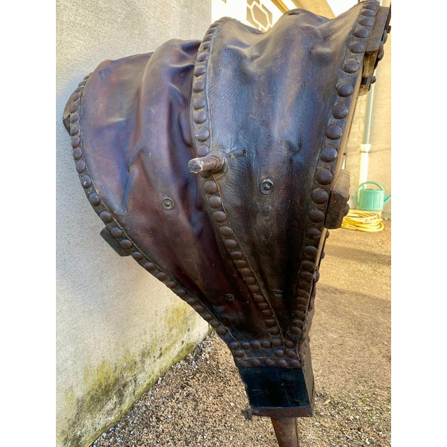 Large Antique Blacksmiths Bellows in Genuine Wood and Leather, 1890s For Sale - Image 6 of 15