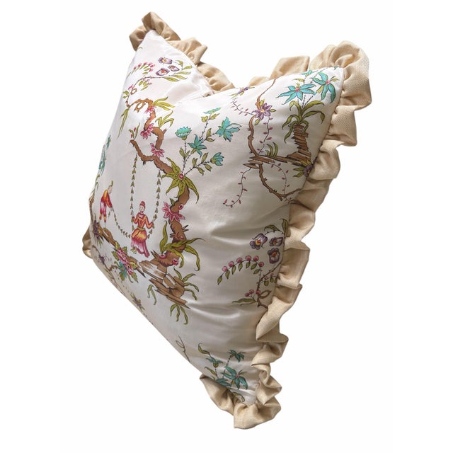 The House of Scalamandre Scalamandre Chinoiserie Toile Silk Down Pillow For Sale - Image 4 of 4