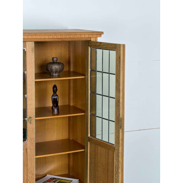 Mid-Century Modern Danish Oak Display Cabinet with Leaded Glass Doors, 1960s For Sale - Image 4 of 14