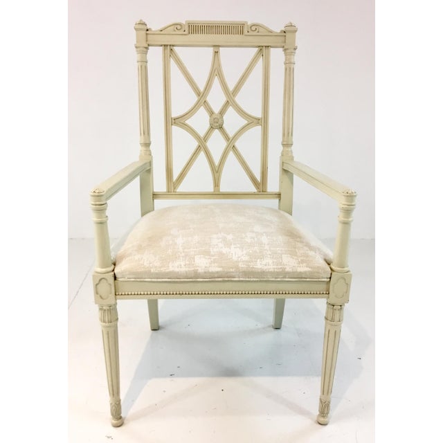 Hickory Chair Cream Cut Velvet London Arm Chairs Pair